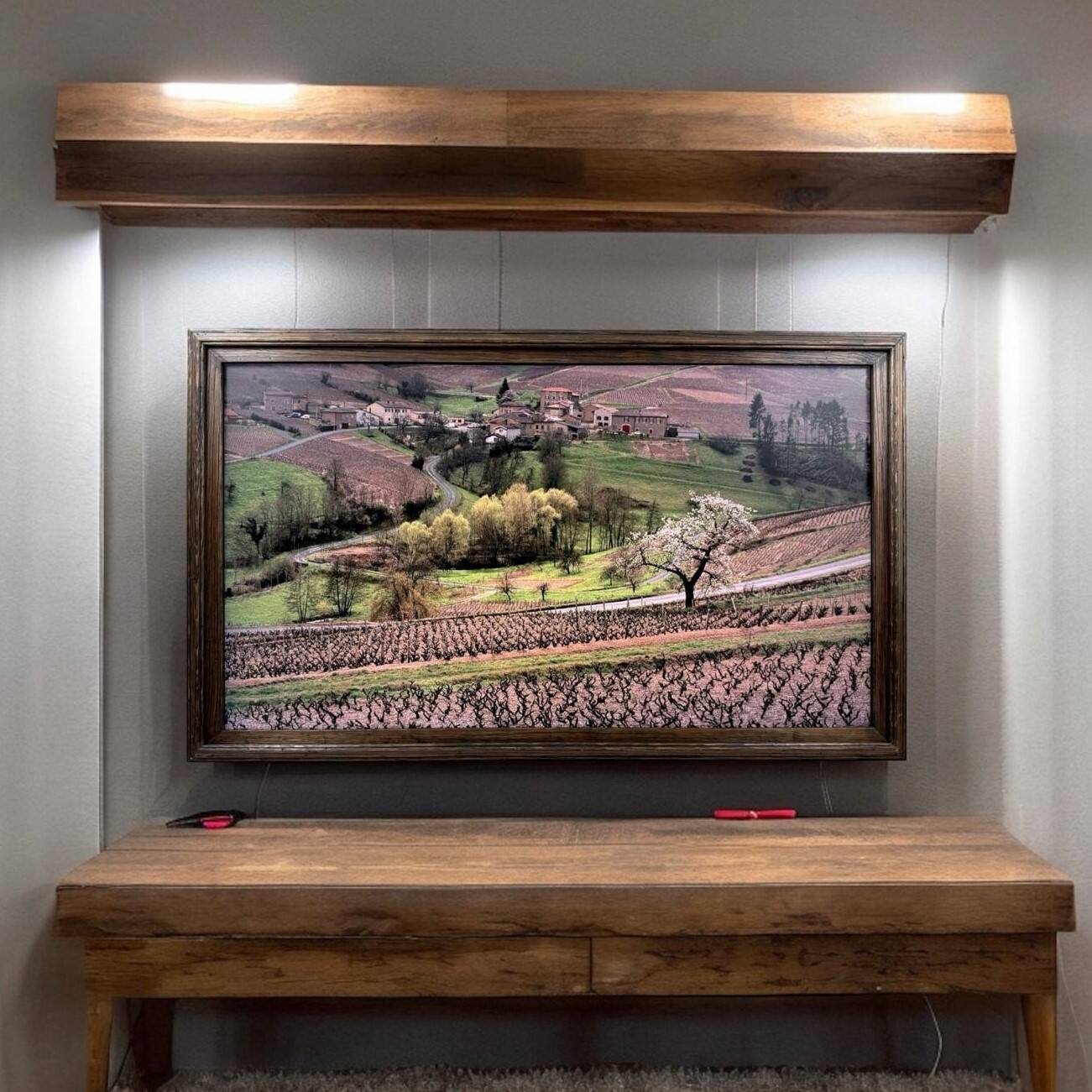 Alt View 10. LAREDO FRAME FACTORY - 50 inch Handmade Tv frame for Samsung The Frame tv and Frame Pro Model - RUSTIC DARK WOOD.