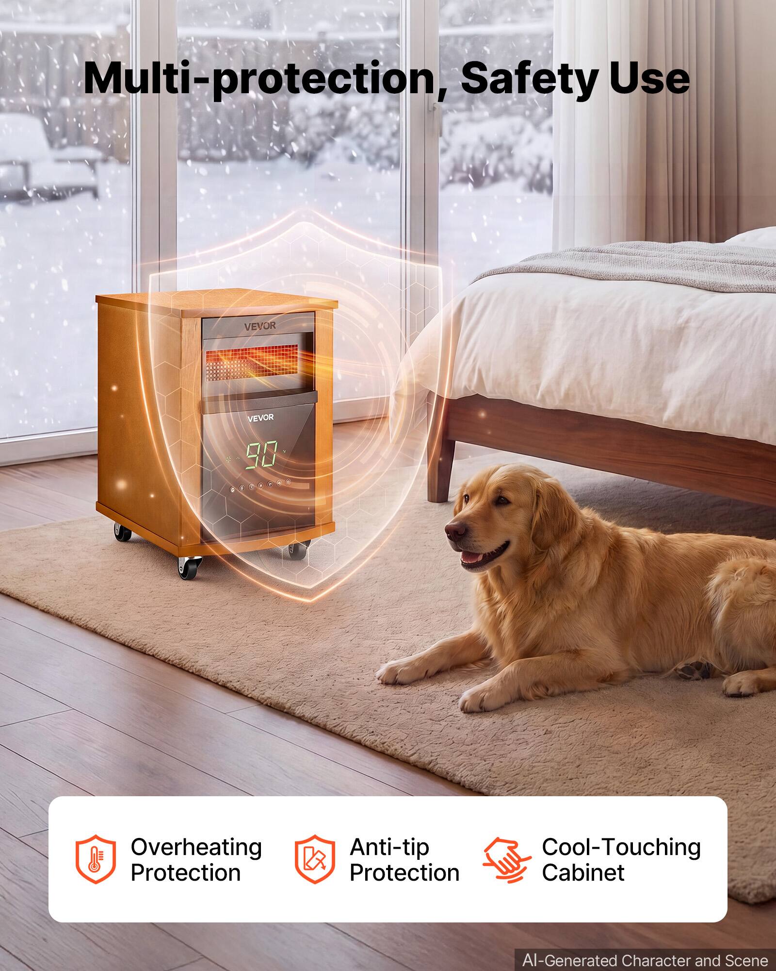 Multi-protection, Safety Use

VEVOR 90

Overheating Protection
Anti-tip Protection
Cool-Touching Cabinet

AI-Generated Character and Scene