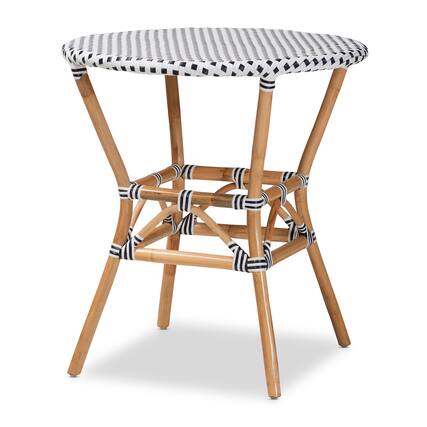 Front. bali & pari - Tavor Classic French Weaving and Rattan Indoor and Outdoor Bistro Table - Black/White/Brown.