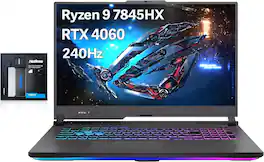 ASUS - ROG Strix G17 QHD 240Hz Gaming Laptop,Ryzen 9-7845HX,RTX 4060,64GB RAM,4TB SSD+128GB Dock Station,Win 11 Pro - Gray