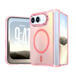 Dteck - Magnetic Fold Case For Apple iPhone Duo Shockproof Rugged Slim Chameleon Gradient Color Frosted Protective Cover - Pink