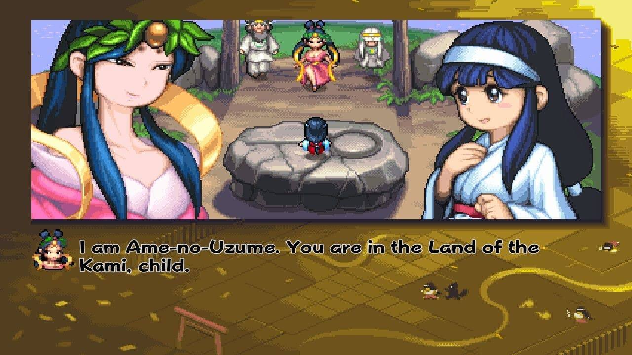 I am Ame-no-Uzume. You are in the Land of the Kami, child.