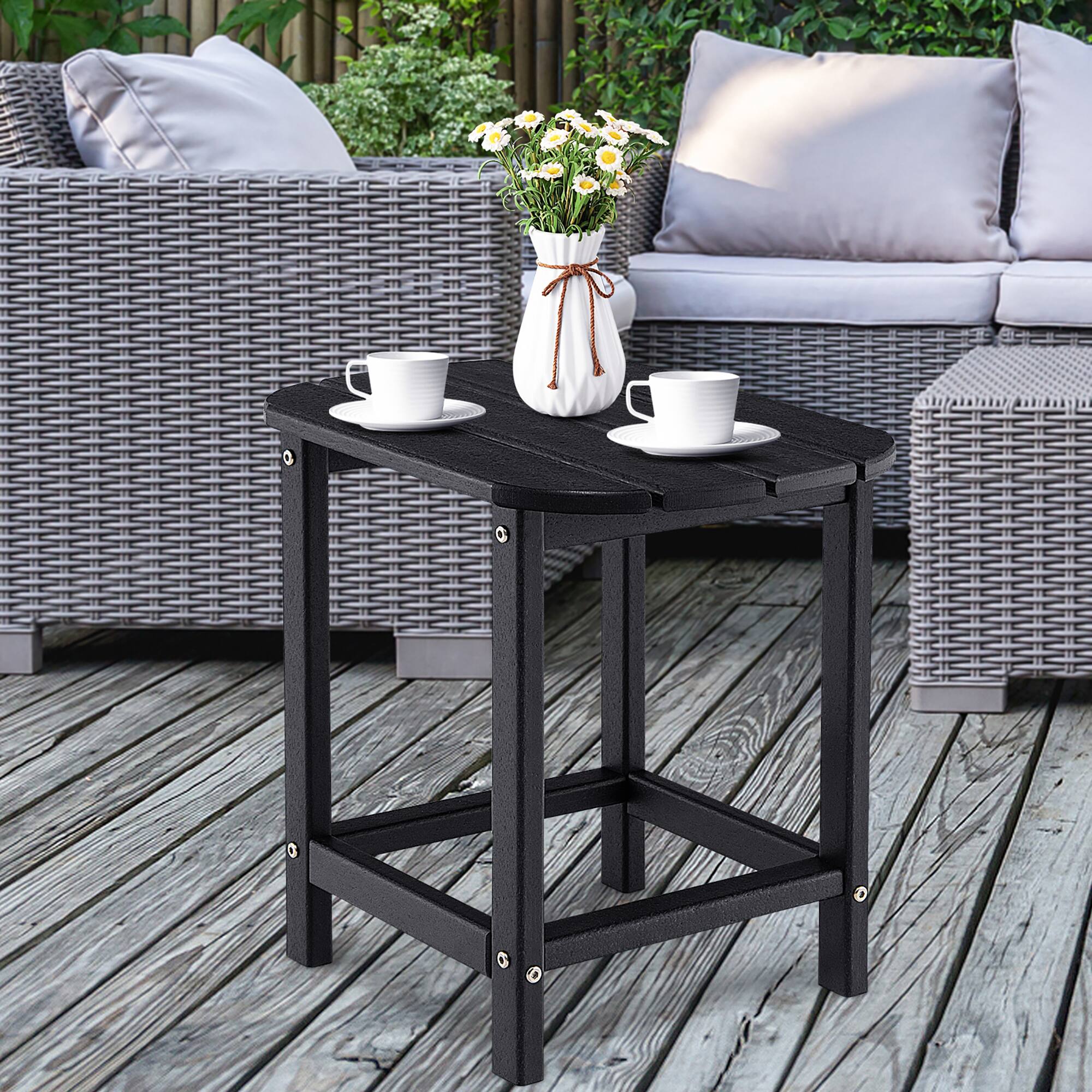 Alt View 1. Costway - Costway 18" Patio Adirondack Side Table Weather Resistant HDPE Garden Black - Black.
