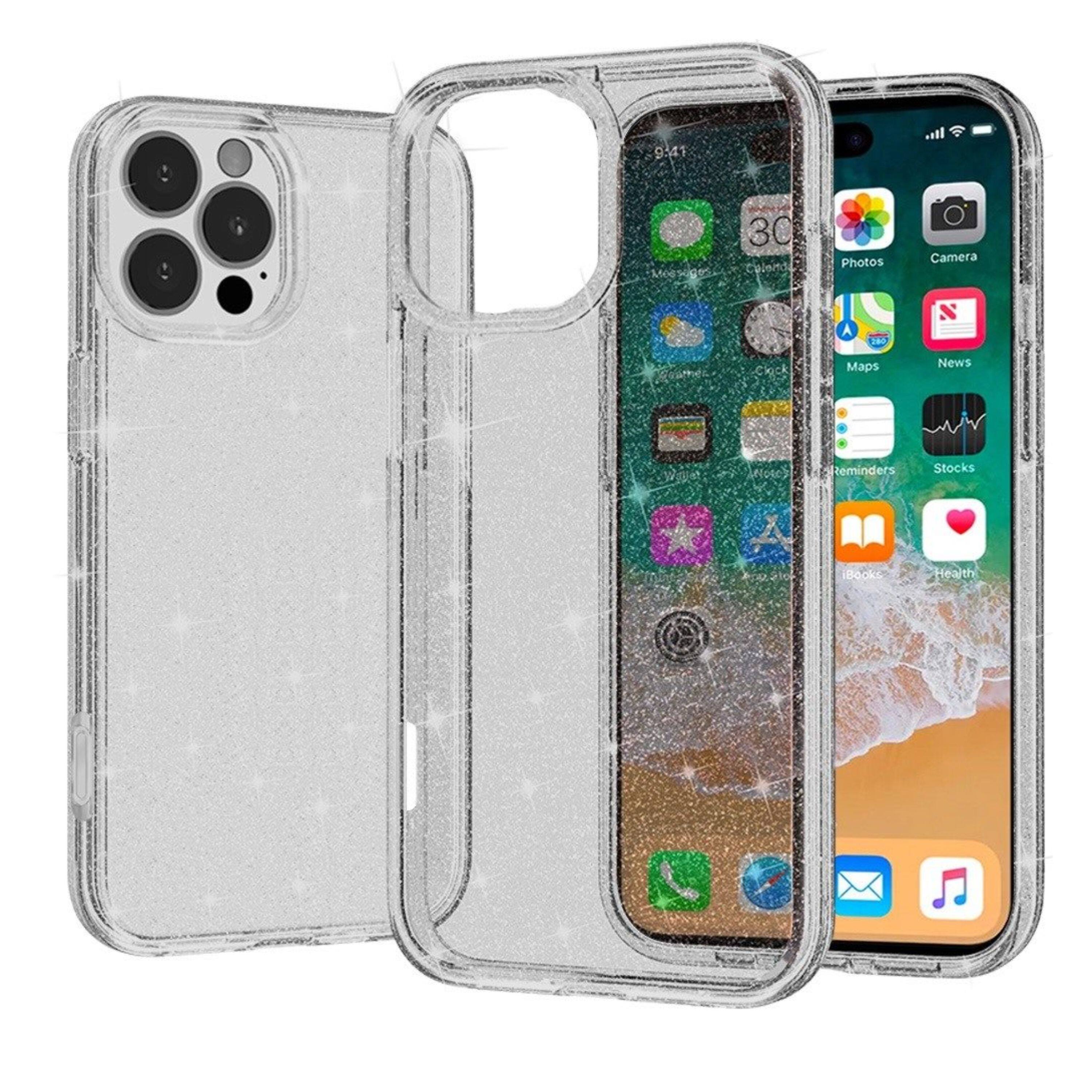 Kitcheniva - Translucent Glitter 3mm Thick Phone Case With Tempered Glass For iPhone 16 Pro Max - Smoke price history on PriceWatchPro