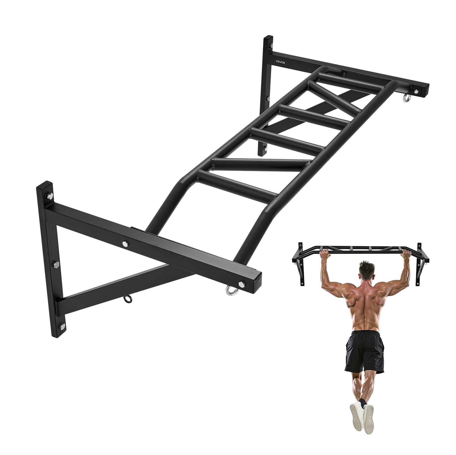 VEVOR - Pull Up Bar,Multi-Grip Wall Mounted Pull Ups,50in Width Multifunctional Chin Up Training Station,Upper Body Workout Bar - Black price history on PriceWatchPro