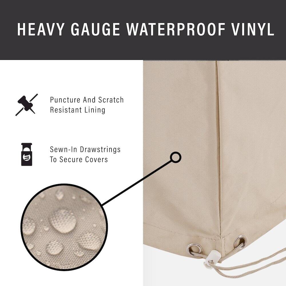HEAVY GAUGE WATERPROOF VINYL

- Puncture And Scratch Resistant Lining
- Sewn-In Drawstrings To Secure Covers