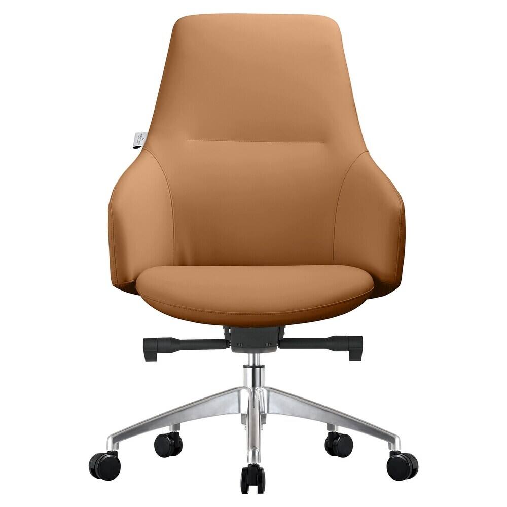 Back. LeisureMod - Celeste High-Back Office Chair - Modern Leather Upholstery, Adjustable Height, Swivel & Tilt Armrest Desk Chair - Acorn Brown.