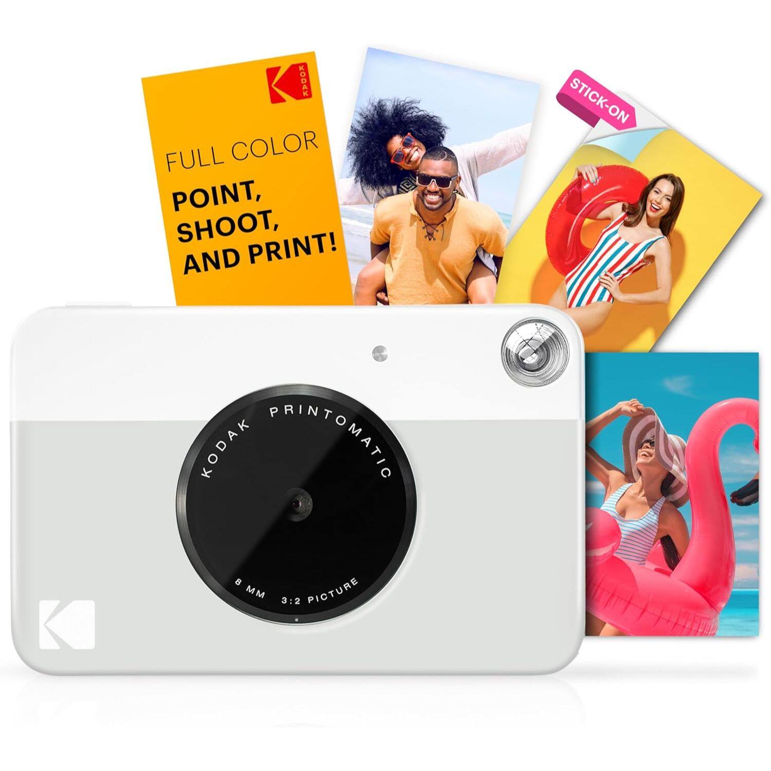 FULL COLOR  
POINT, SHOOT, AND PRINT!  

KODAK PRINTOMATIC  
8 MM 3:2 PICTURE  

STICK-ON