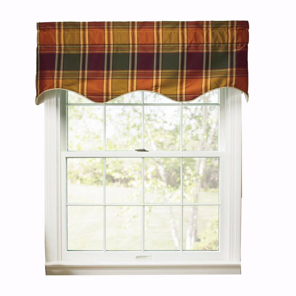 Ellis Curtain - Boroughs Plaid Duchess 3" Rod Pocket Filler ValanceS for Windows 50" x 15" - Plum