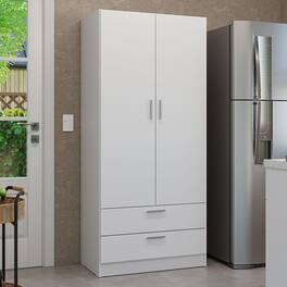 Madesa - Kitchen Pantry Storage Cabinet with 2 Doors, 2 Drawers, Ample Shelf and Hanging Space 31 Inch - White - White