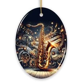 OrnamentallyYou - Enchanting Melodic of an Elegant Saxophone Ceramic Ornament Saxophonist Musician Gift - Multi-colored