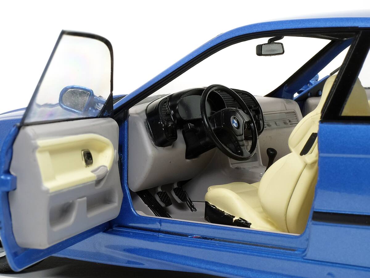 Alt View 2. Solido - 1994 BMW E36 M3 Blue Estoril Metallic 1/18 Diecast Model Car by Solido.