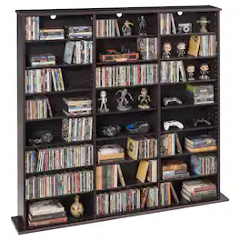 VEVOR - Media Storage Cabinet, 8-Tier DVD Shelf Organizer, 55.91 x 8.66 x 51.18 in Multimedia Storage Organizer for CDs, DVDs - Dark brown