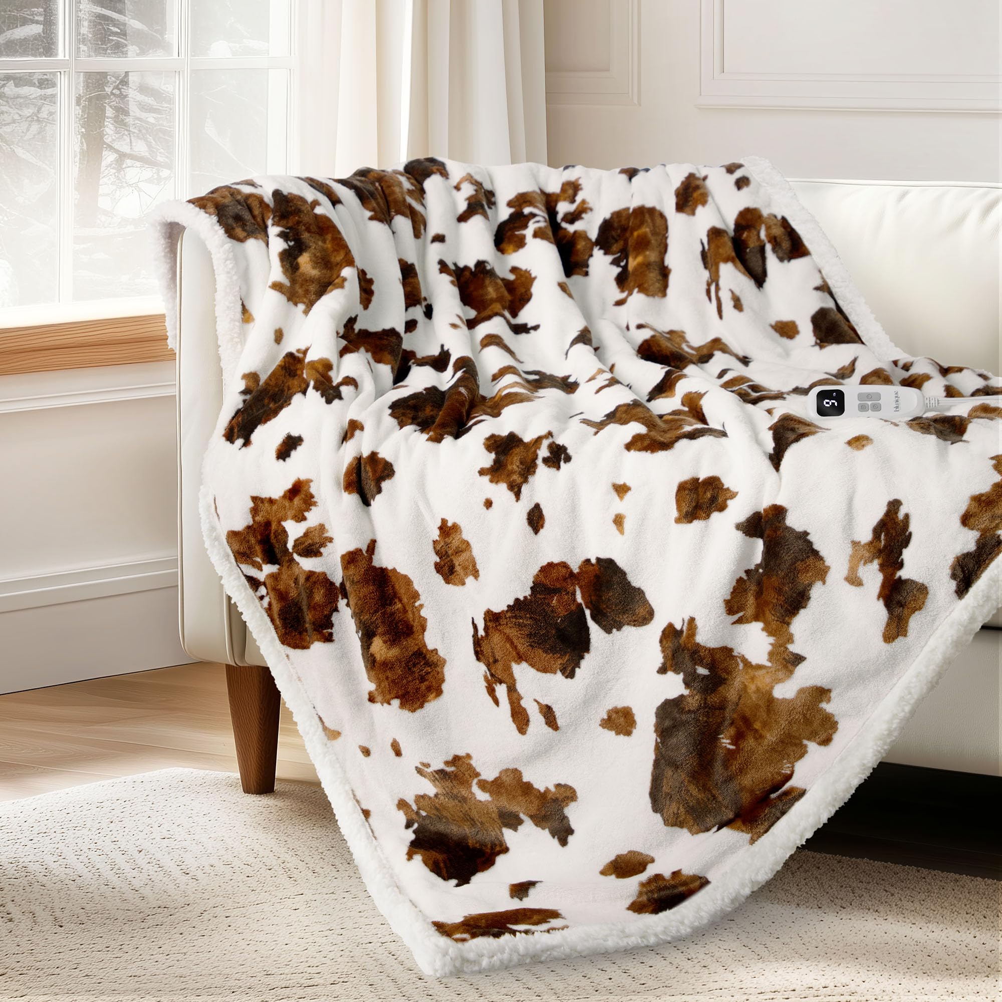 Cow Print, Brown and White-Throw