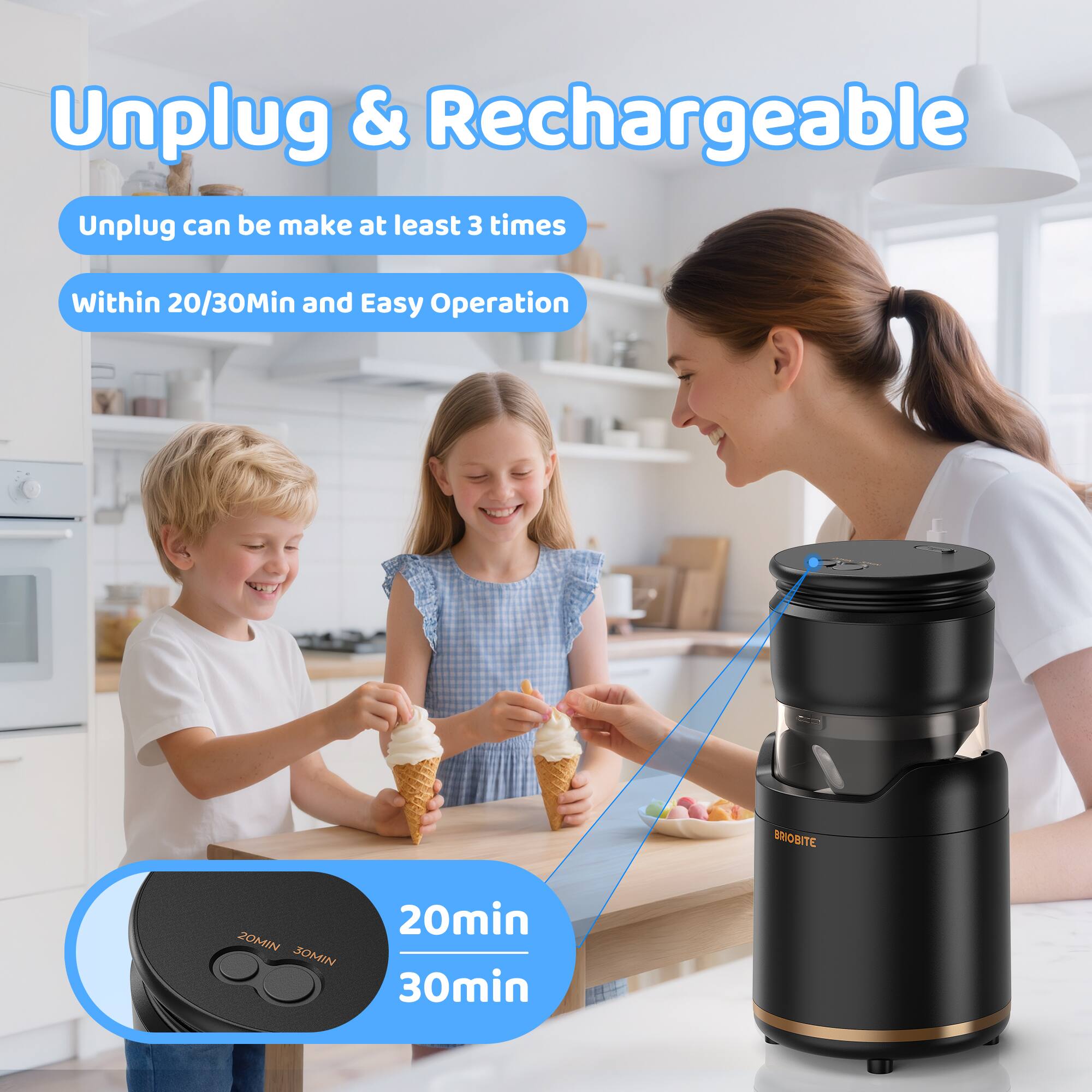 Unplug & Rechargeable

Unplug can be made at least 3 times within 20/30Min and Easy Operation

20min
30min