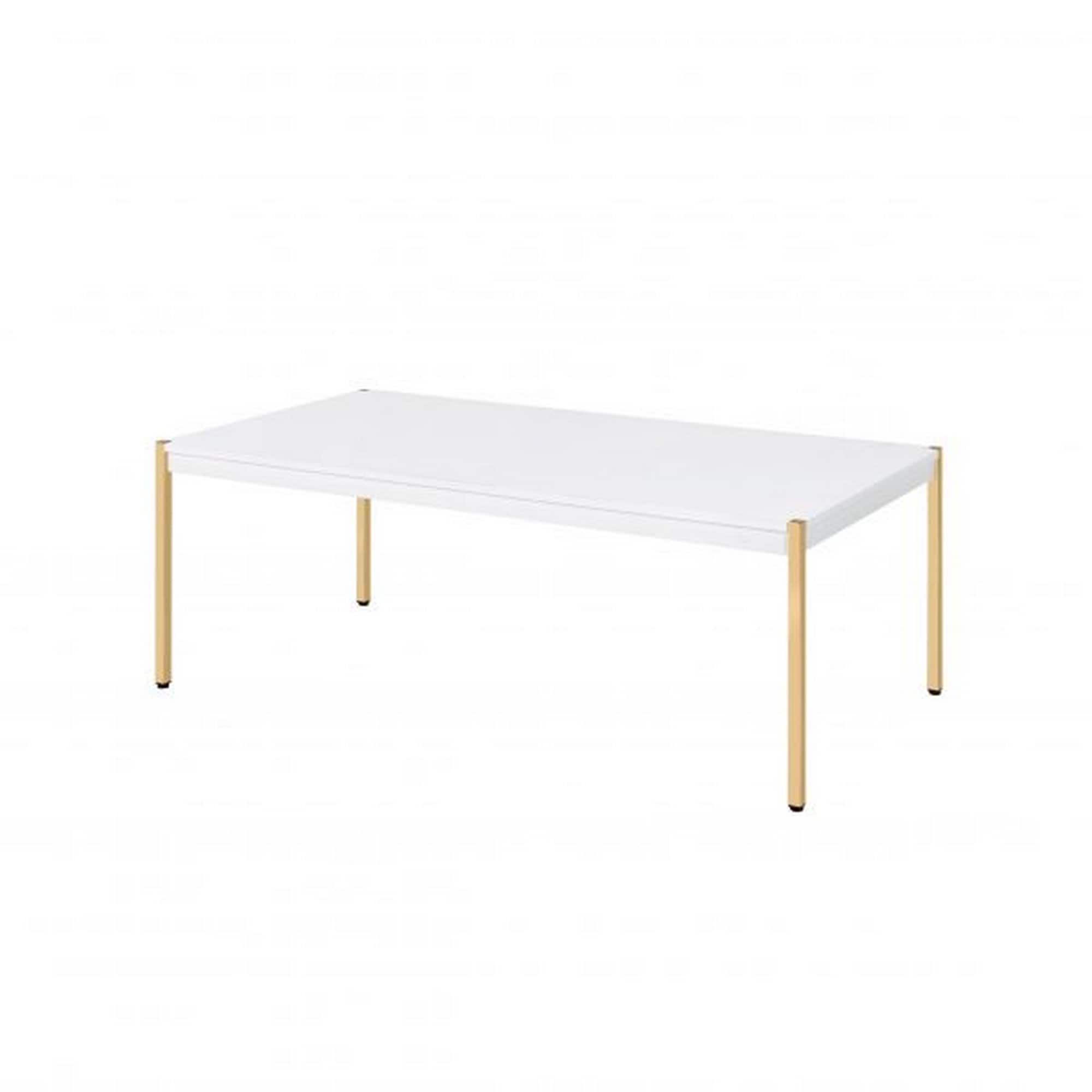Manhattan Lane - Coffee Table with Metal Tube Legs - White, Gold