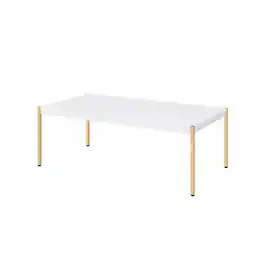 Manhattan Lane - Coffee Table with Metal Tube Legs - White, Gold