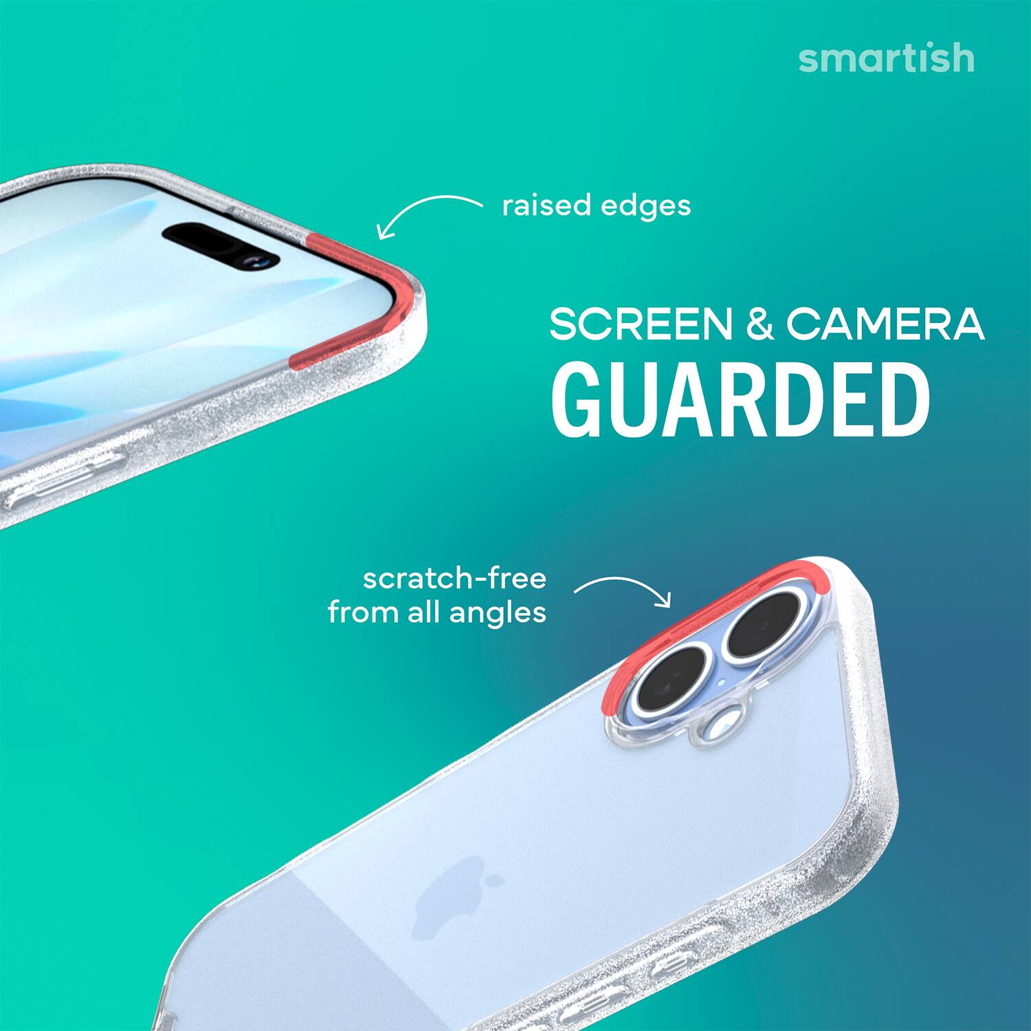 smartish raised edges SCREEN & CAMERA GUARDED scratch-free from all angles