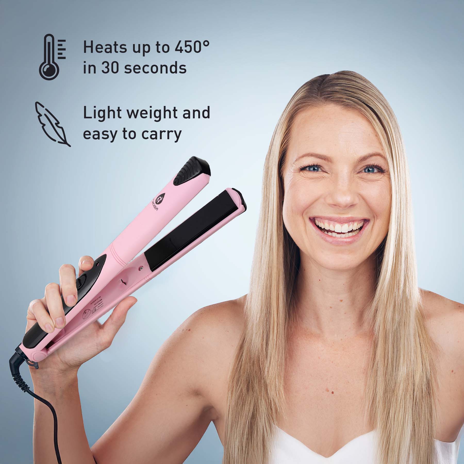 Heats up to 450° in 30 seconds
Light weight and easy to carry