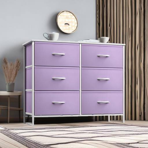 Alt View 5. Sorbus - Sorbus Dresser with 6 Drawers, Furniture Storage Tower Unit for Bedroom, Hallway, Closet Wood Top Fabric Drawers Chest - Purple.