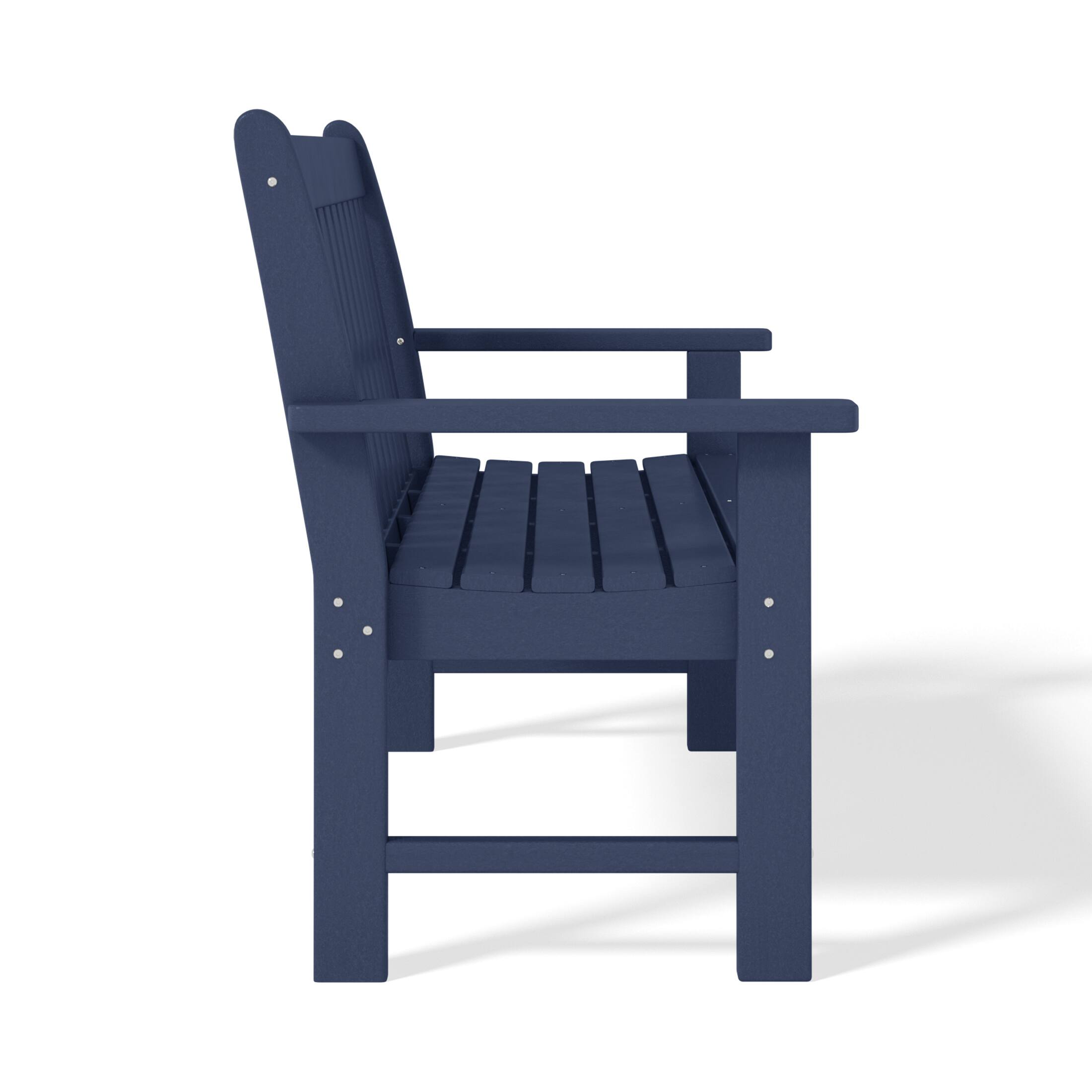 Back. WestinTrends - WestinTrends Malibu Outdoor 2-Person All-Weather HDPE Front Porch Garden Bench - Navy Blue.