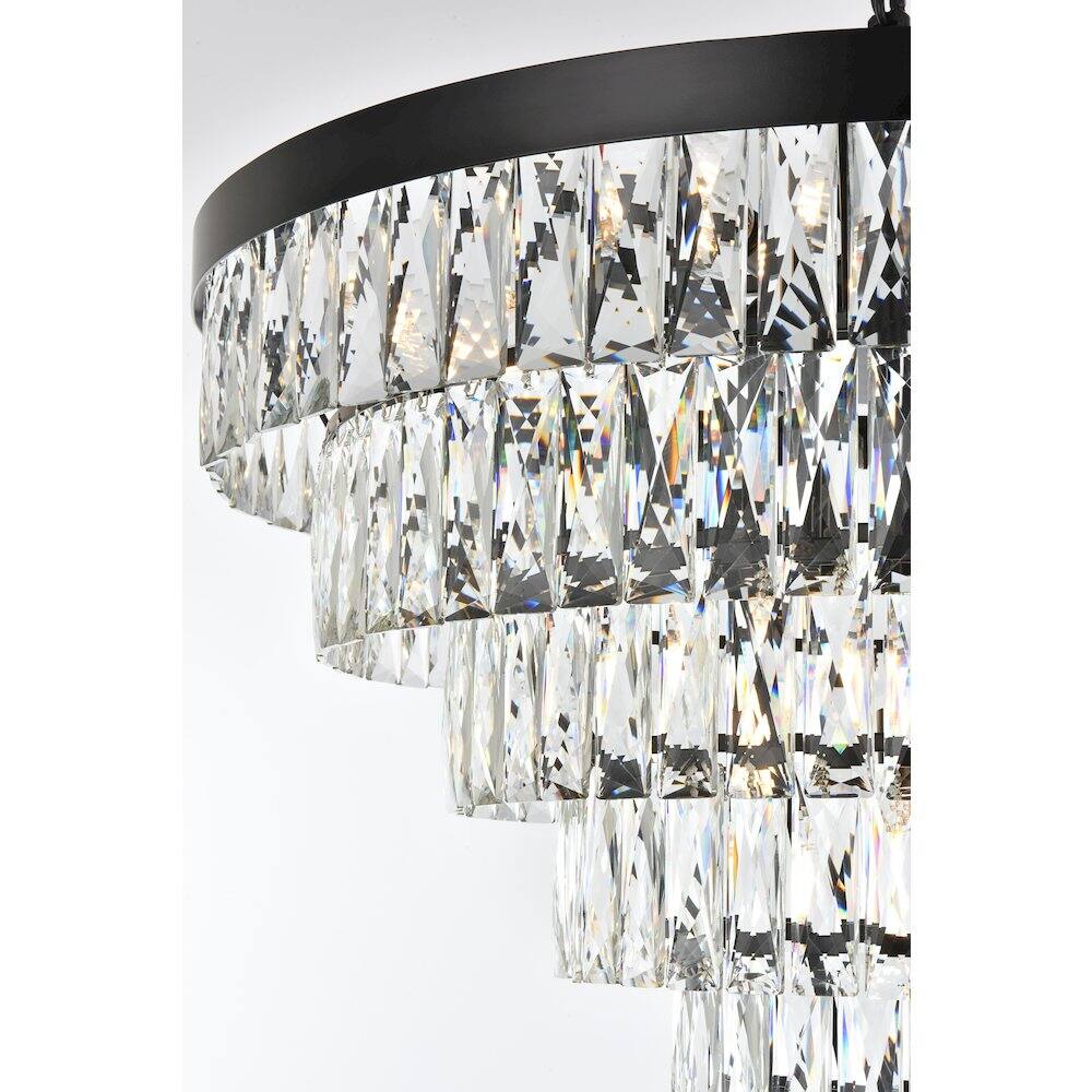 Alt View 1. Elegant Lighting - Josephine 27 Inch Round Chandelier In Black - Black And Clear.