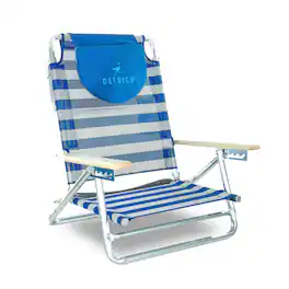 Ostrich - South Beach Chair Portable Outdoor Camping Pool Tanning Recliner, Stripe - Blue and White Striped