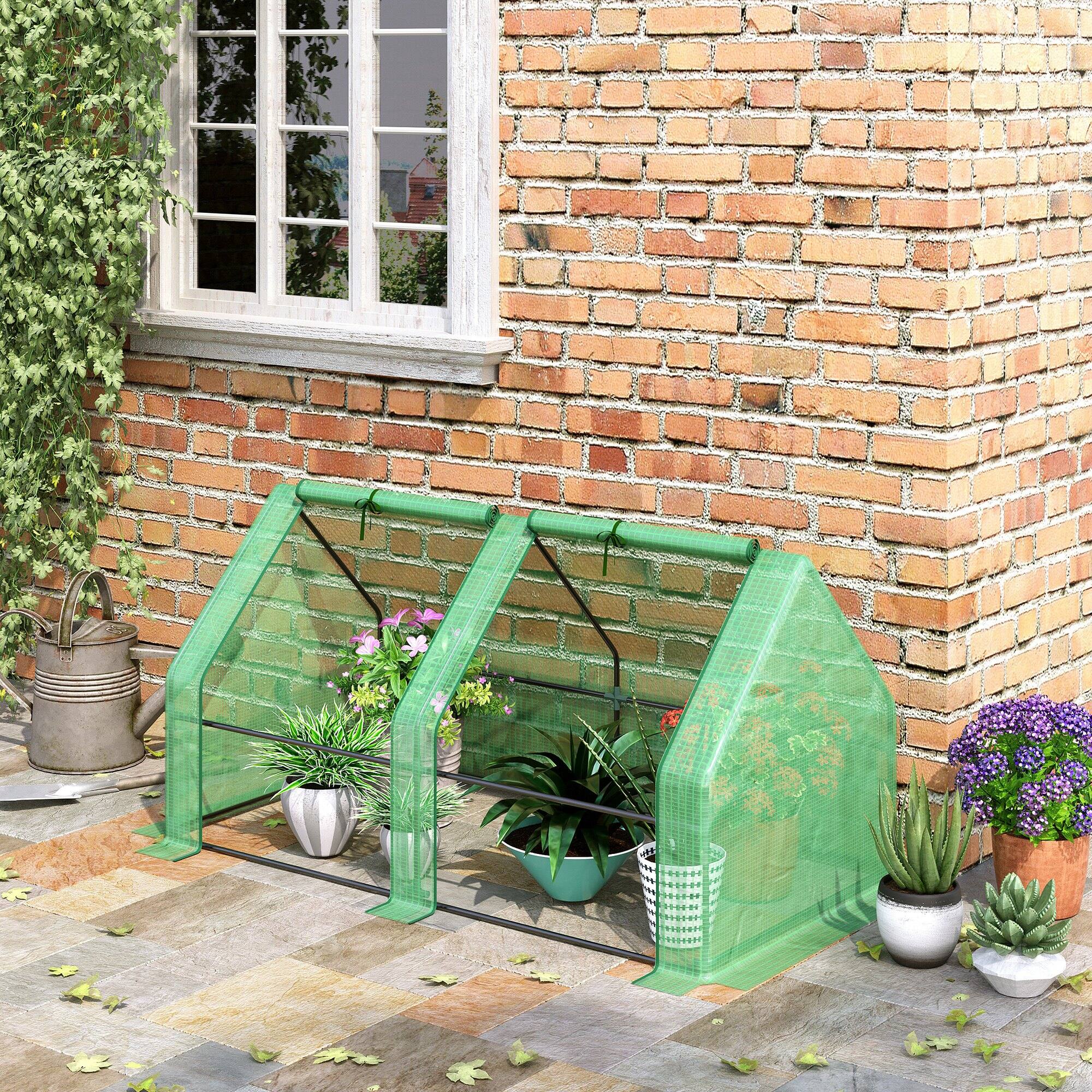 Alt View 1. Outsunny - 6' x 3' x 3' Portable Mini Greenhouse Outdoor Garden with Large Zipper Doors and Water/UV PE Cover.