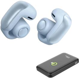 Bundle - Bose - Ultra Wireless Open - Moonstone Blue, Earbuds with Power Bank