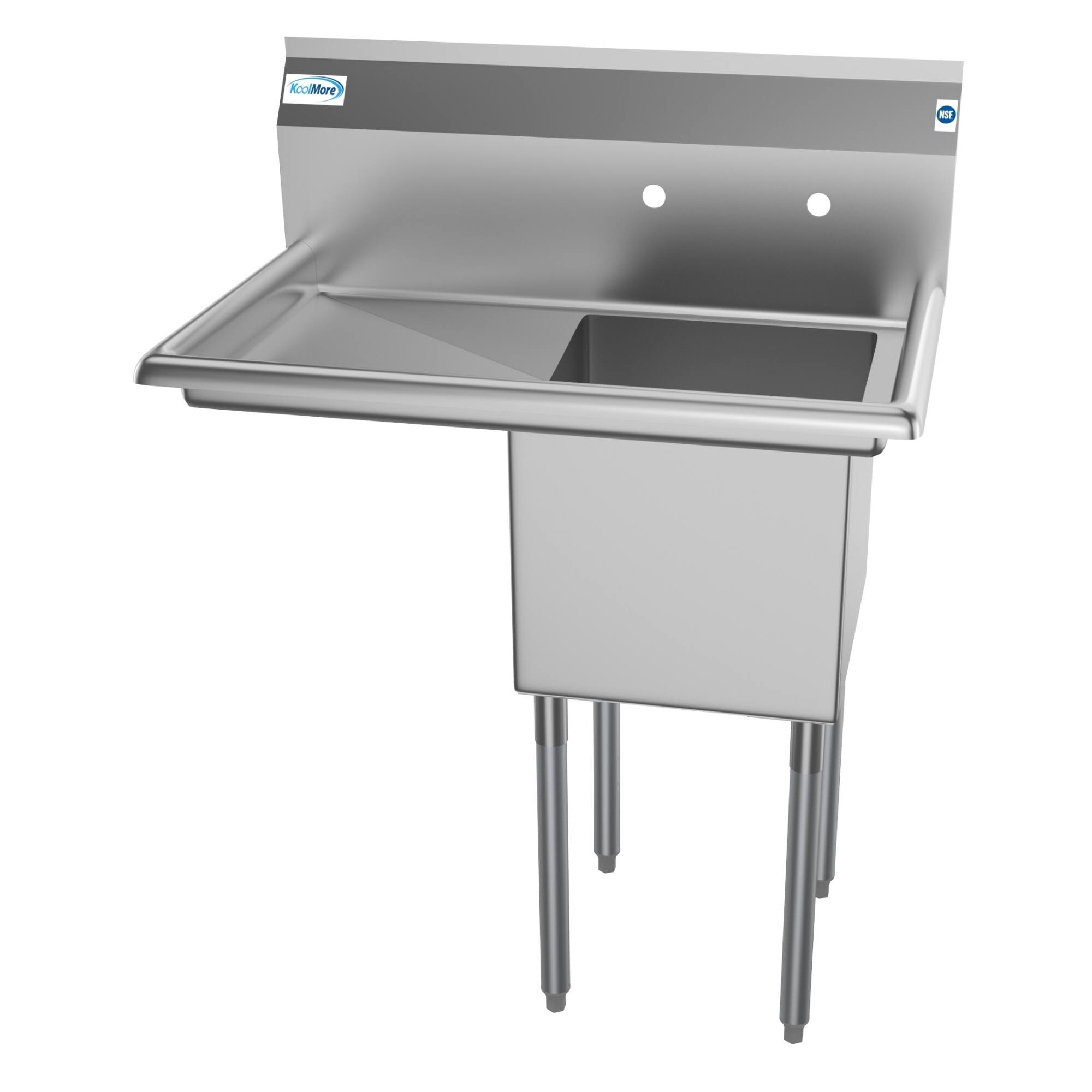 Angle. Koolmore - 33 in. One Compartment Stainless Steel  Sink with Drainboard, Bowl Size 15"x 15"x 12" SA151512-15L3. - Stainless Steel.