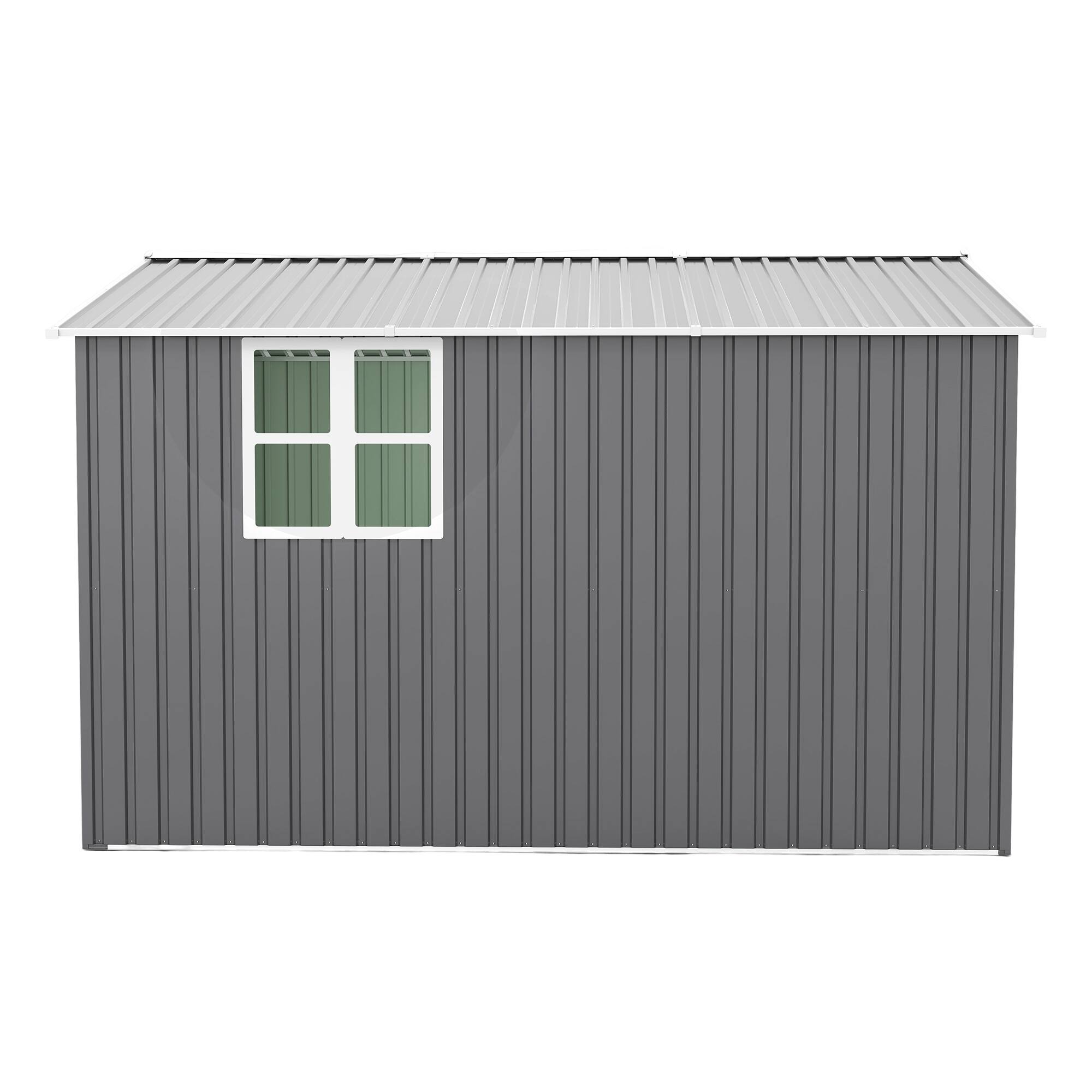 Alt View 5. Mondawe - 10x12 Ft Outdoor Storage Shed with Dual-Zone Design for Tools and Firewood and Window - Dark Gray.