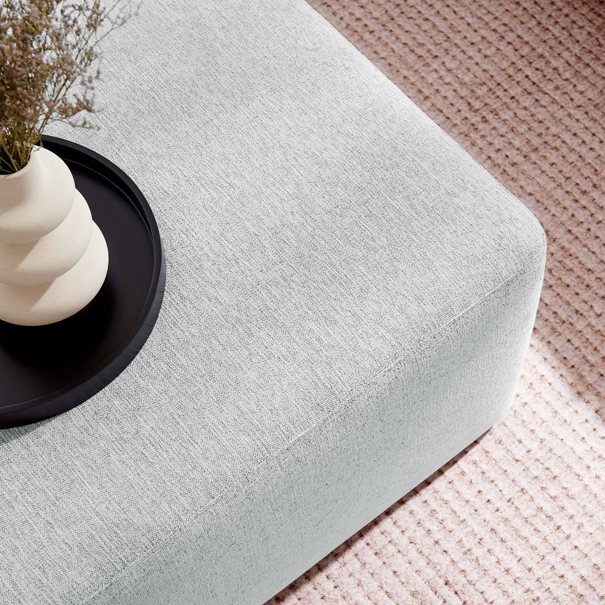 Alt View 2. Modway - Callum Large 28" Square Woven Heathered Fabric Upholstered Ottoman by Modway - Heathered Weave Light Gray.