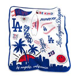 Logo Brands - Los Angeles Dodgers 50'' x 60'' Native Raschel Plush Throw Blanket - Multicolor