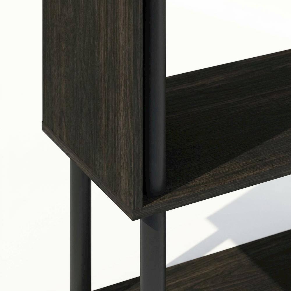Alt View 2. FurniFact - Wooden Bookcase with Open Shelving for Storage and Display - Espresso.