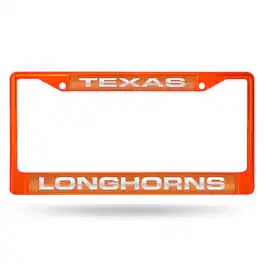 Rico Industries - Texas Longhorns Orange Painted Metal Laser Cut License Plate Frame - Multi