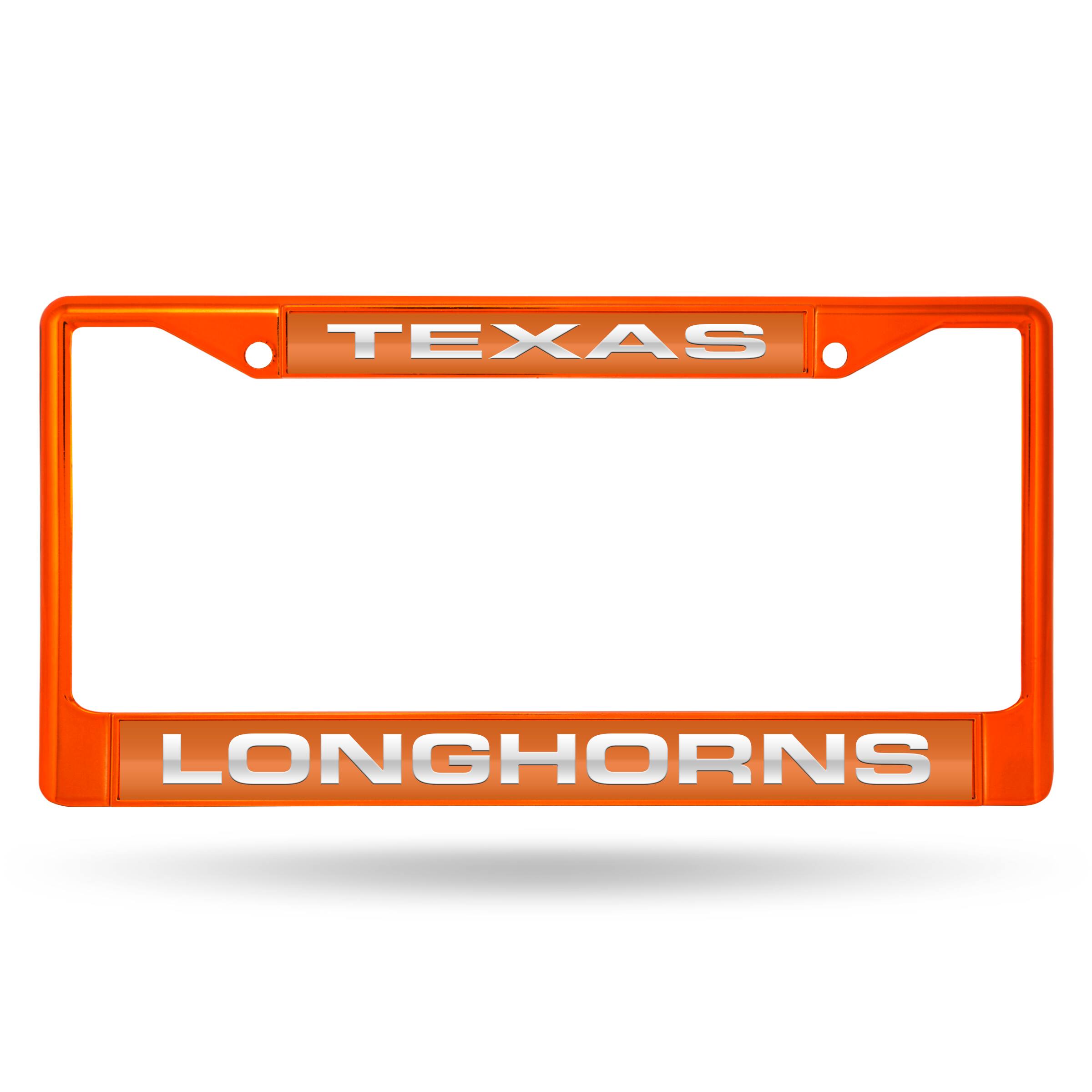 Texas Longhorns Orange Painted Metal Laser Cut License Plate Frame