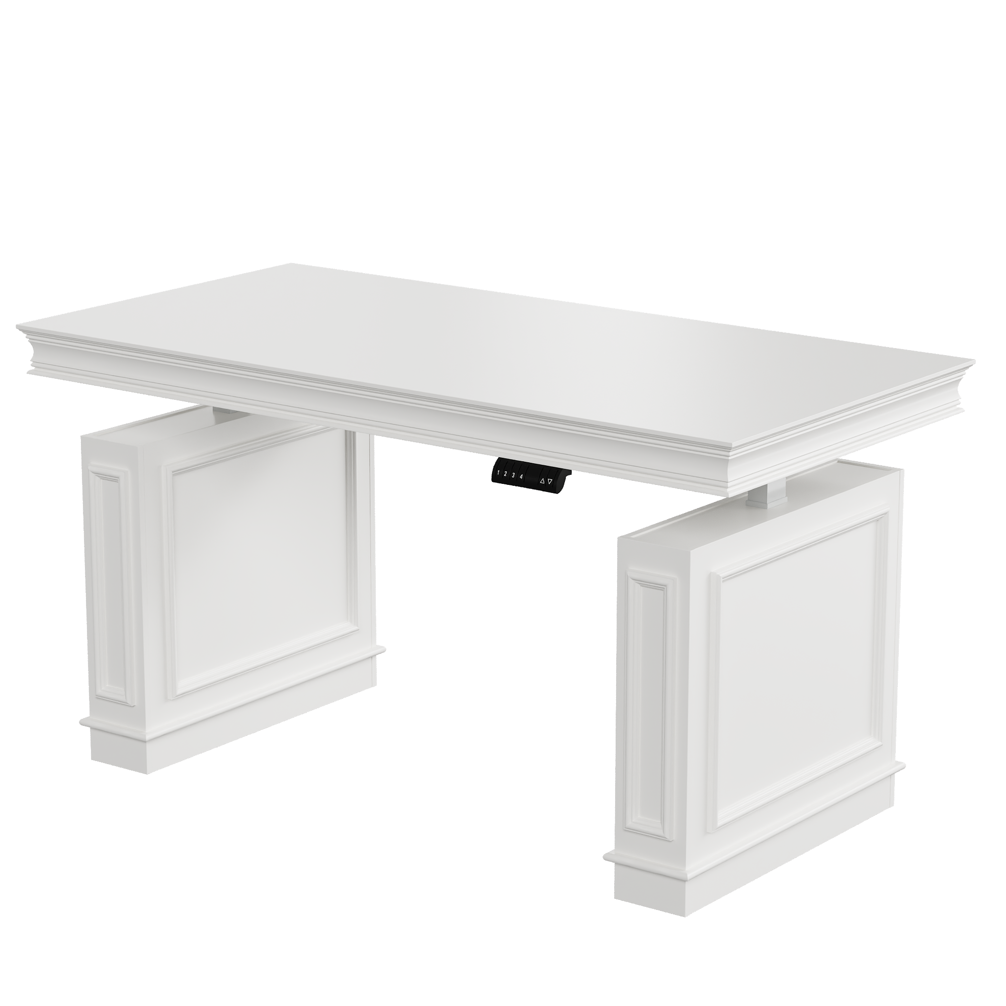 Alt View 3. Famapy - Electric Standing Desk with Side Cabinets, Heavy-Duty Height Adjustable Home Office Workstation with 4 Memory Presets - White.