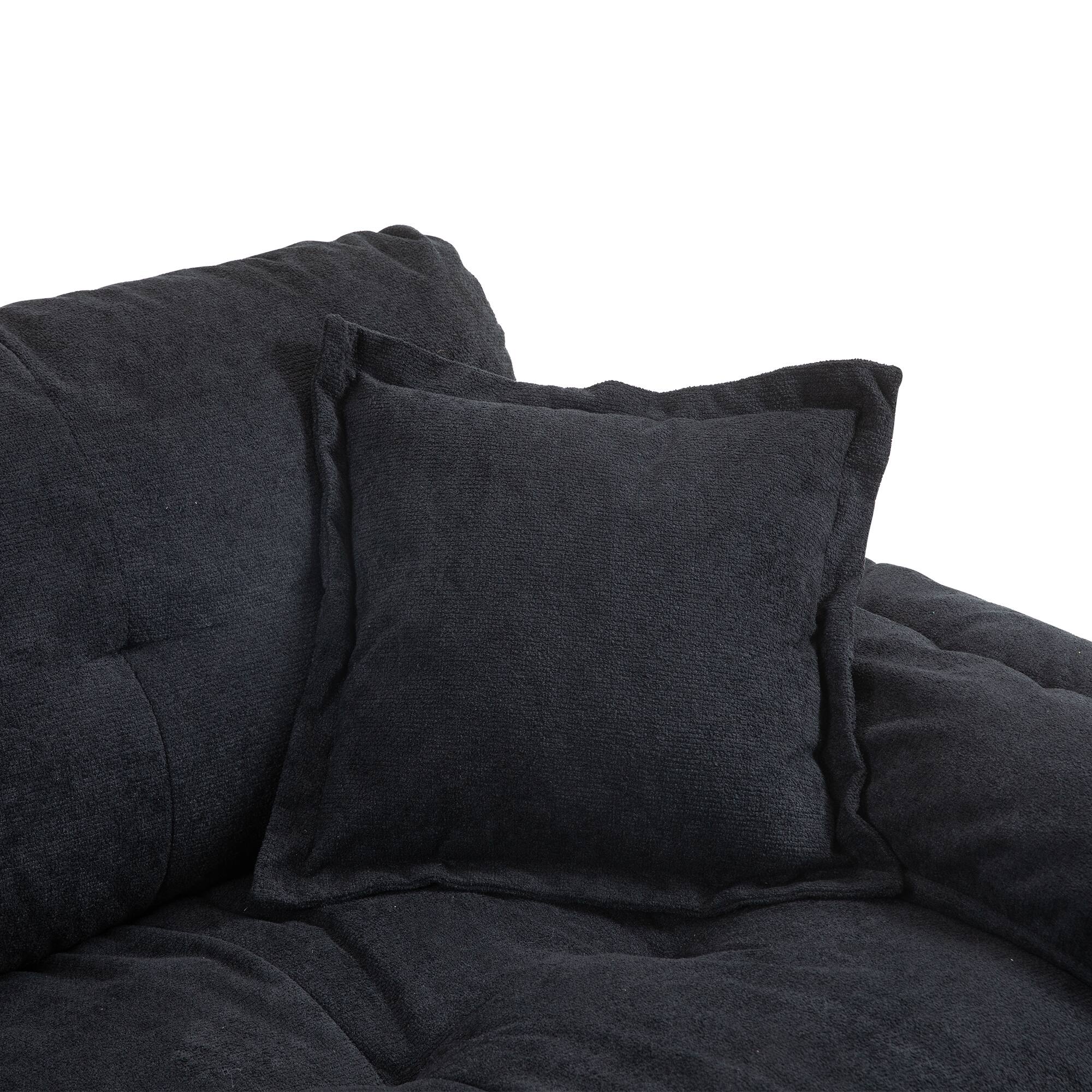 Alt View 7. Tiramisubest - 84"Chenille Sofa,Loveseat Deep Seat Sofa Couch with Pillows & Memory Foam for Living Room,Apartment,Office Lounge-Black - Black.