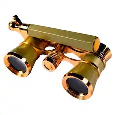 Front. HQRP - HQRP 3x25 Opera Glasses Theater Binoculars Black with Gold Trim, Built-in Extendable Handle, Crystal Clear Optics.