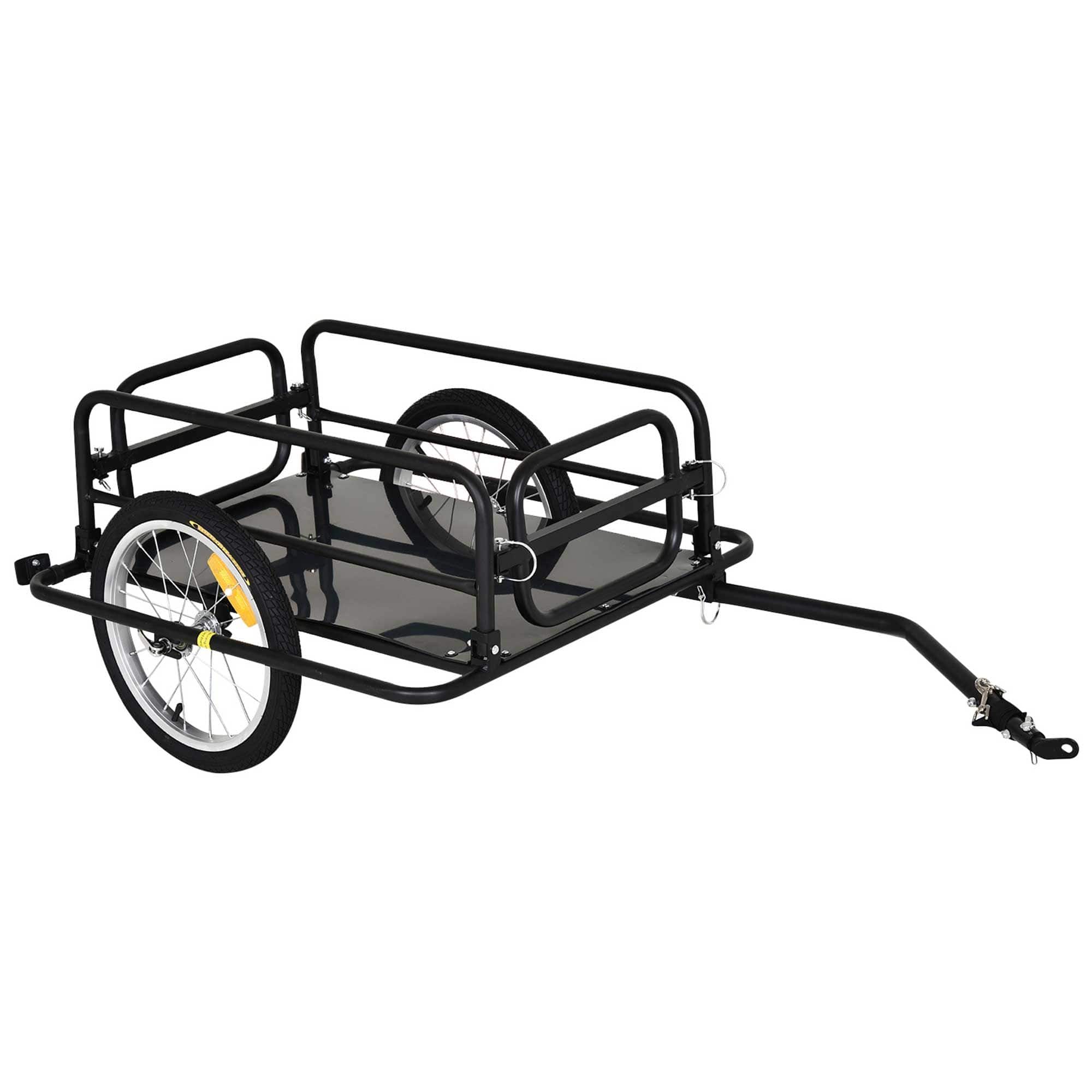 Loheer - Foldable Bicycle Cargo Trailer Heavy Duty Bike Cart Wagon with Universal Hitch Black