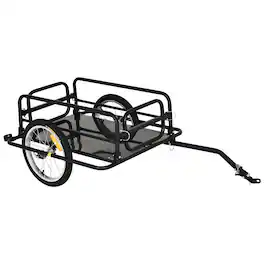 Loheer - Foldable Bicycle Cargo Trailer Heavy Duty Bike Cart Wagon with Universal Hitch Black