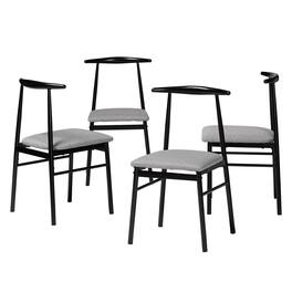 Baxton Studio - Arnold Modern Industrial Fabric and Metal 4-Piece Dining Chair Set - Grey/Black
