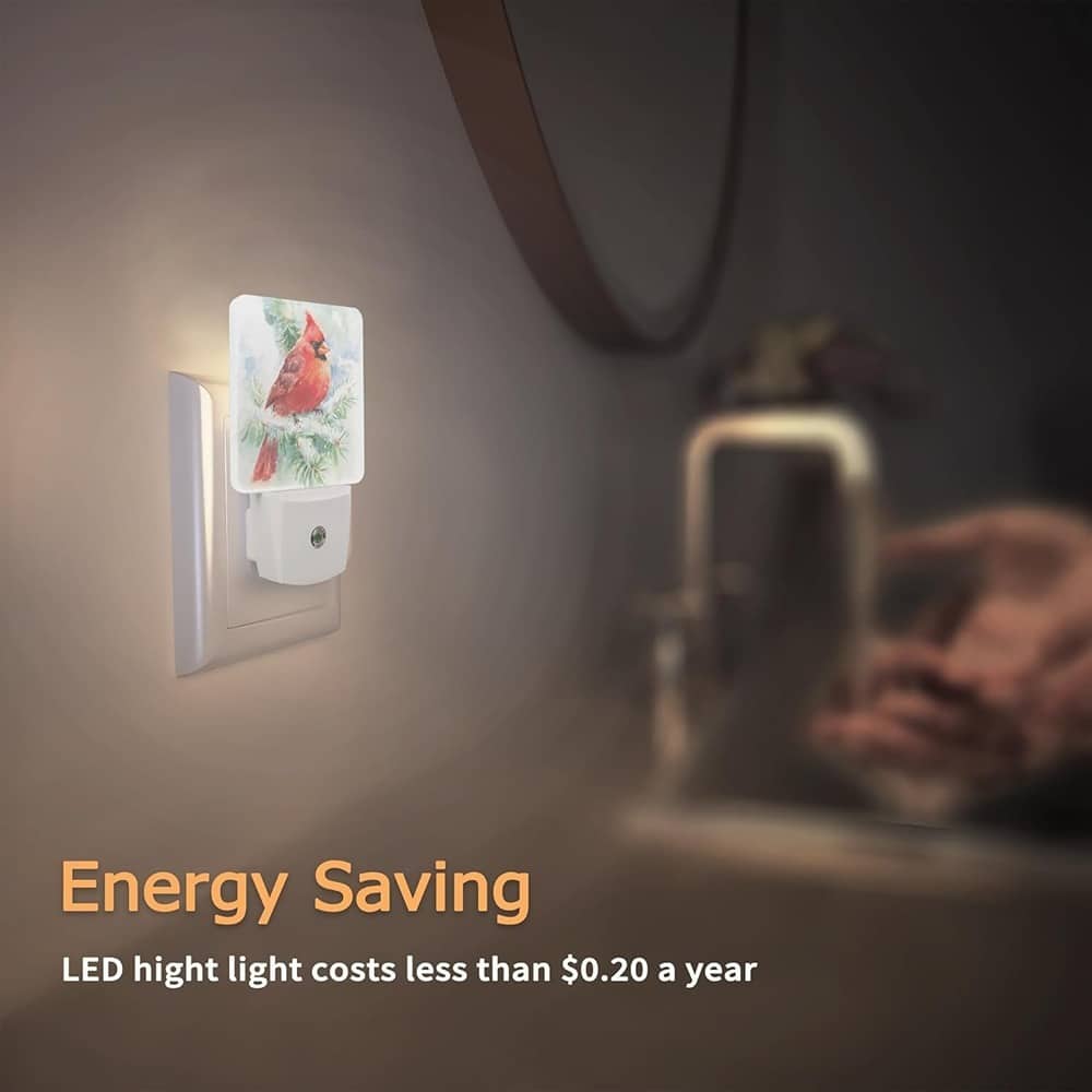 ACJPR - Cardinal Bird Night Light - Plug-In LED with Dusk-to-Dawn Sensor for Bedroom, Hallway, Kitchen, and Stairs