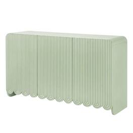 FurniFact - Scalloped And Fluted Storage Cabinet With Elegant Design In Neutral Finish - Green
