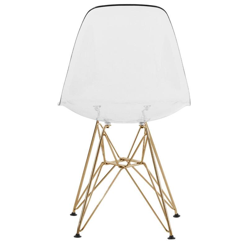 Alt View 1. LeisureMod - Cresco Modern Acrylic Dining Chair with Ergonomic Seat and Gold Steel Base - Clear.
