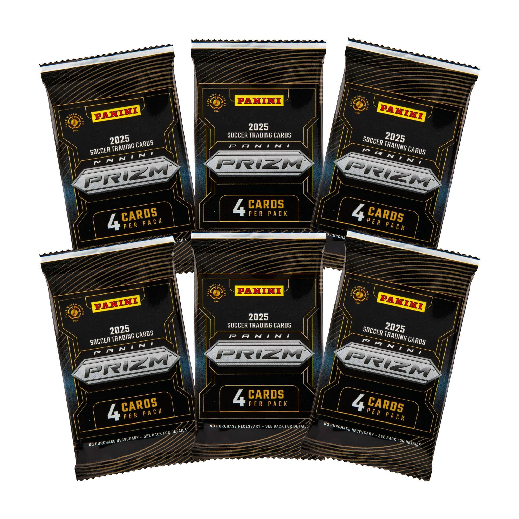 PANINI 2025 SOCCER TRADING CARDS  
PANINI PRIZM  
4 CARDS PER PACK  
NO PURCHASE NECESSARY - SEE BACK FOR DETAILS