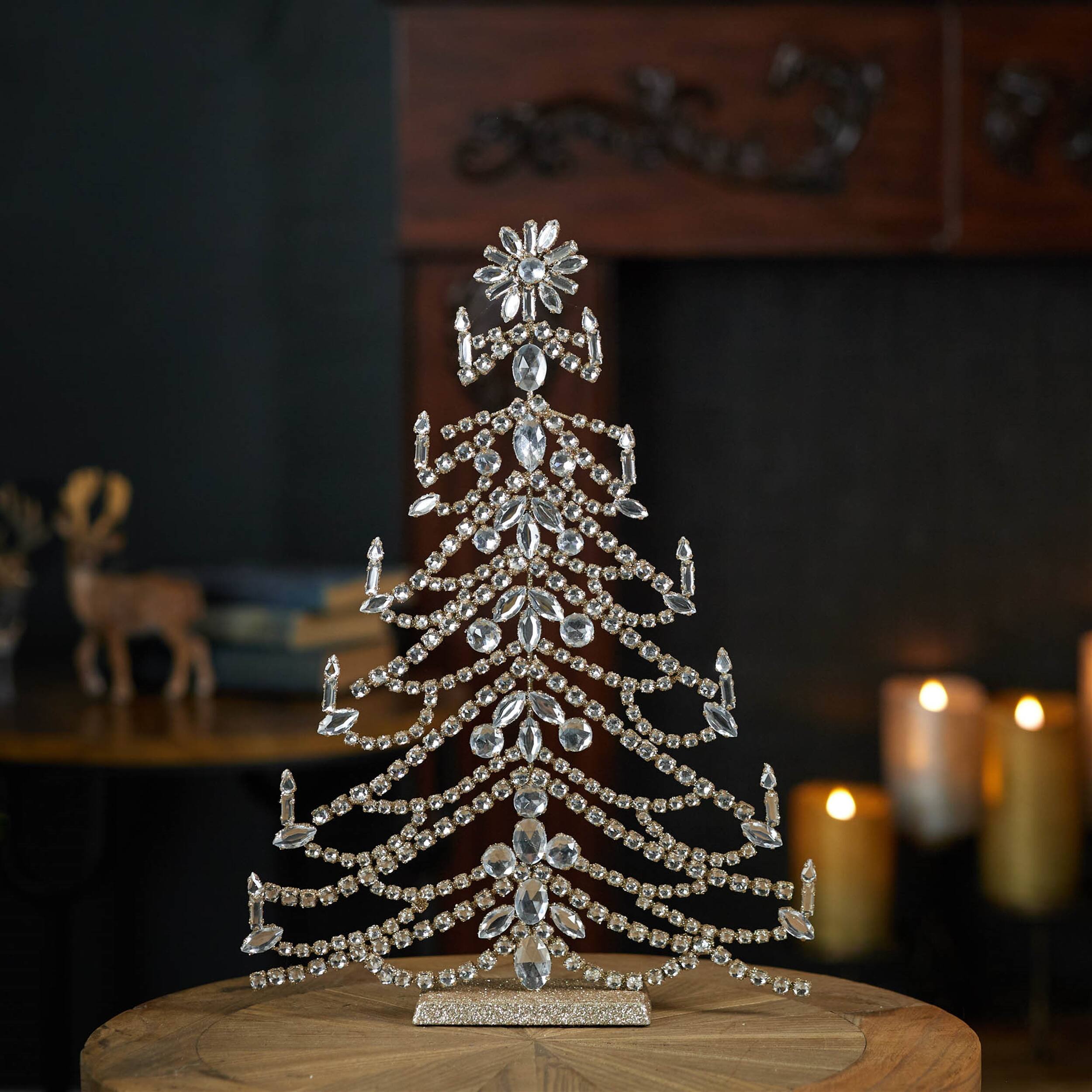 Angle. BreeBe - Jewel Christmas Tabletop Tree 17"H - Gray.