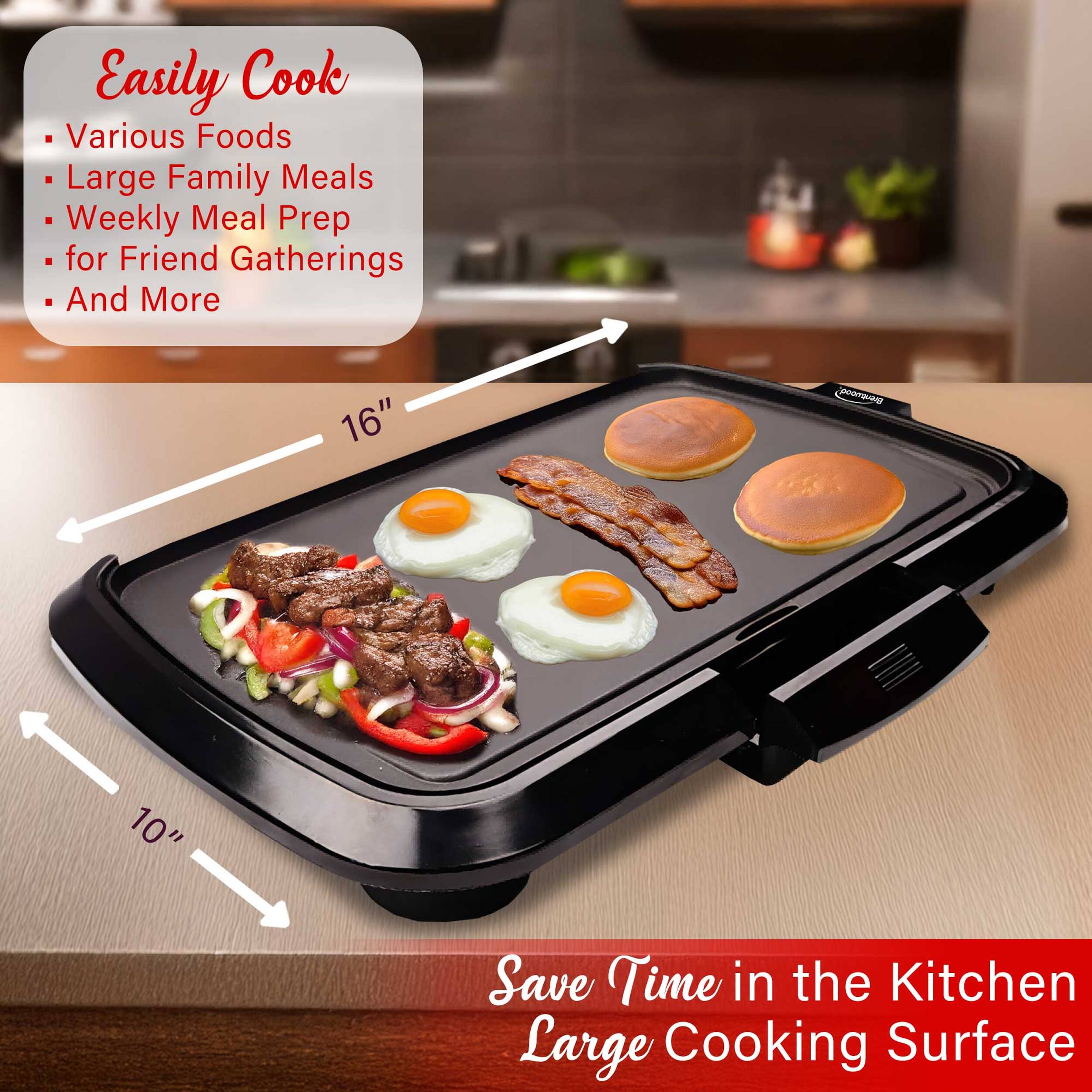Easily Cook Various Foods  
Large Family Meals  
Weekly Meal Prep  
for Friend Gatherings  
And More  

16"  
10"  

Save Time in the Kitchen  
Large Cooking Surface
