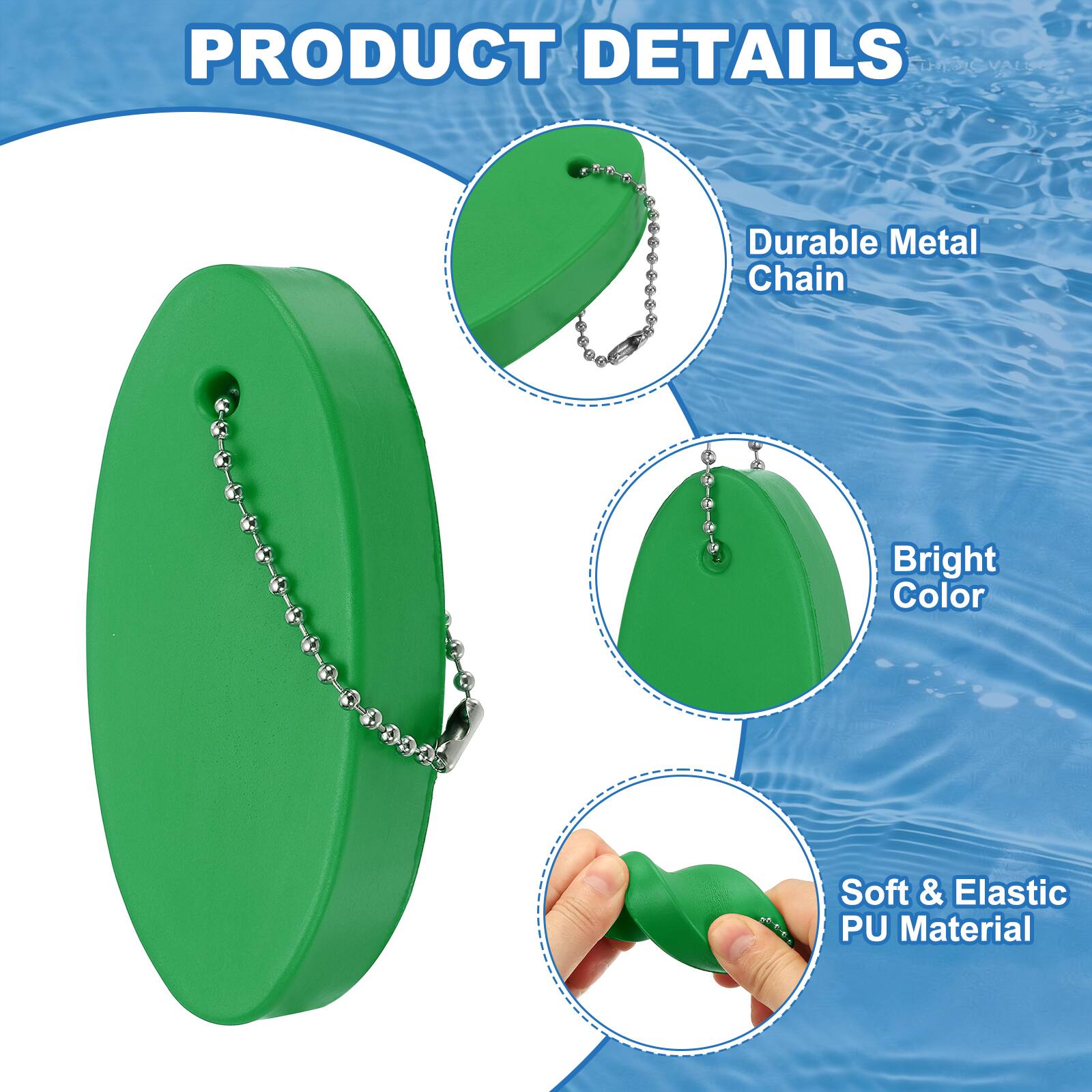 CVSIO PRODUCT DETAILS TLLC VAL

- Durable Metal Chain
- Bright Color
- Soft & Elastic PU Material