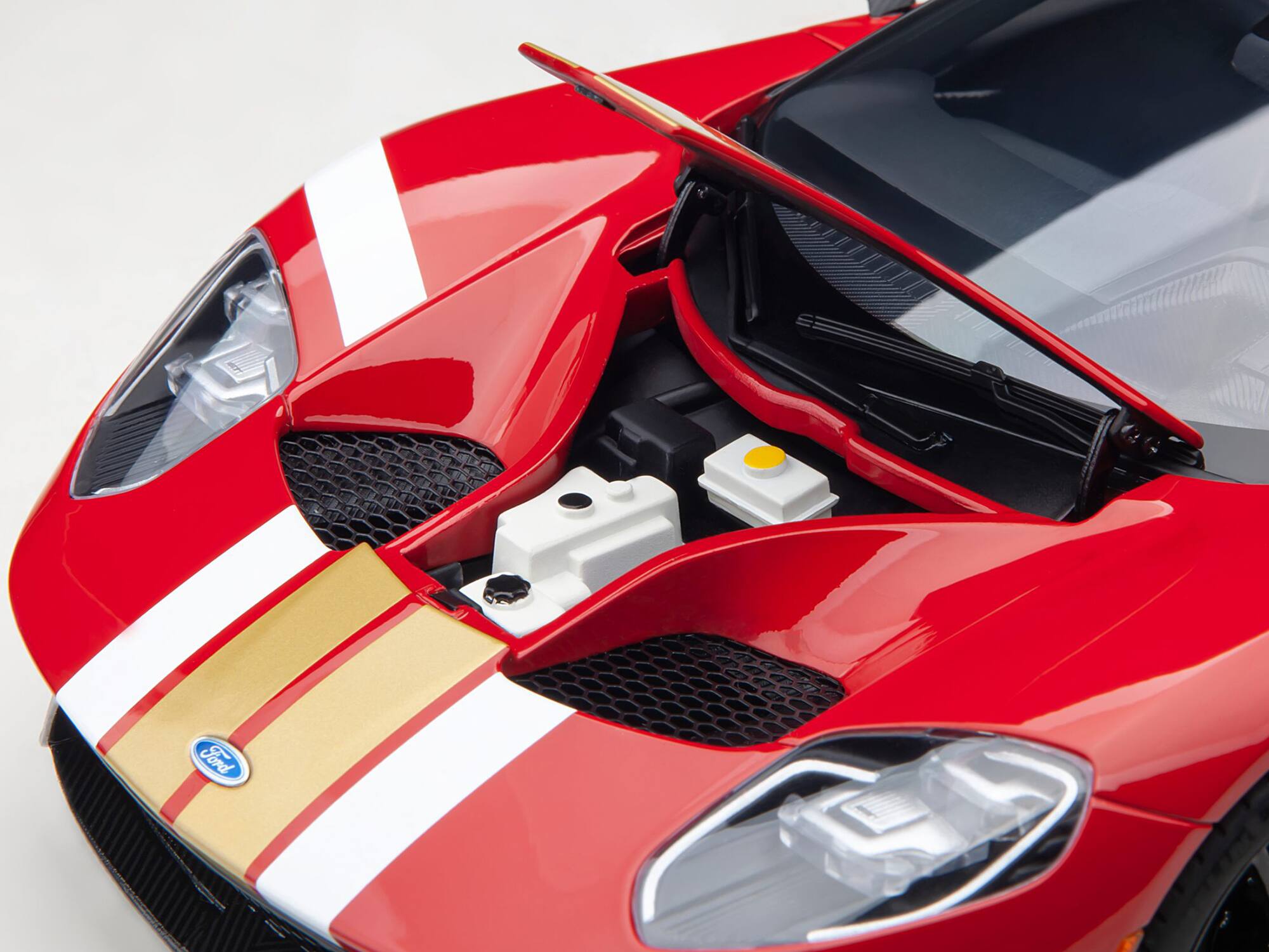 Alt View 2. Autoart - Ford GT Heritage Edition #16 "Alan Mann" Red Metallic with Gold Stripes 1/18 Model Car by Autoart.